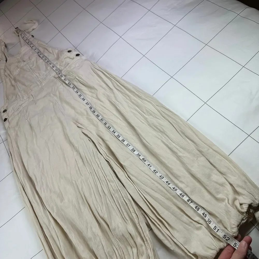 Free People Overalls Womens Medium Morning Oat Follow the Sun One Piece Balloon